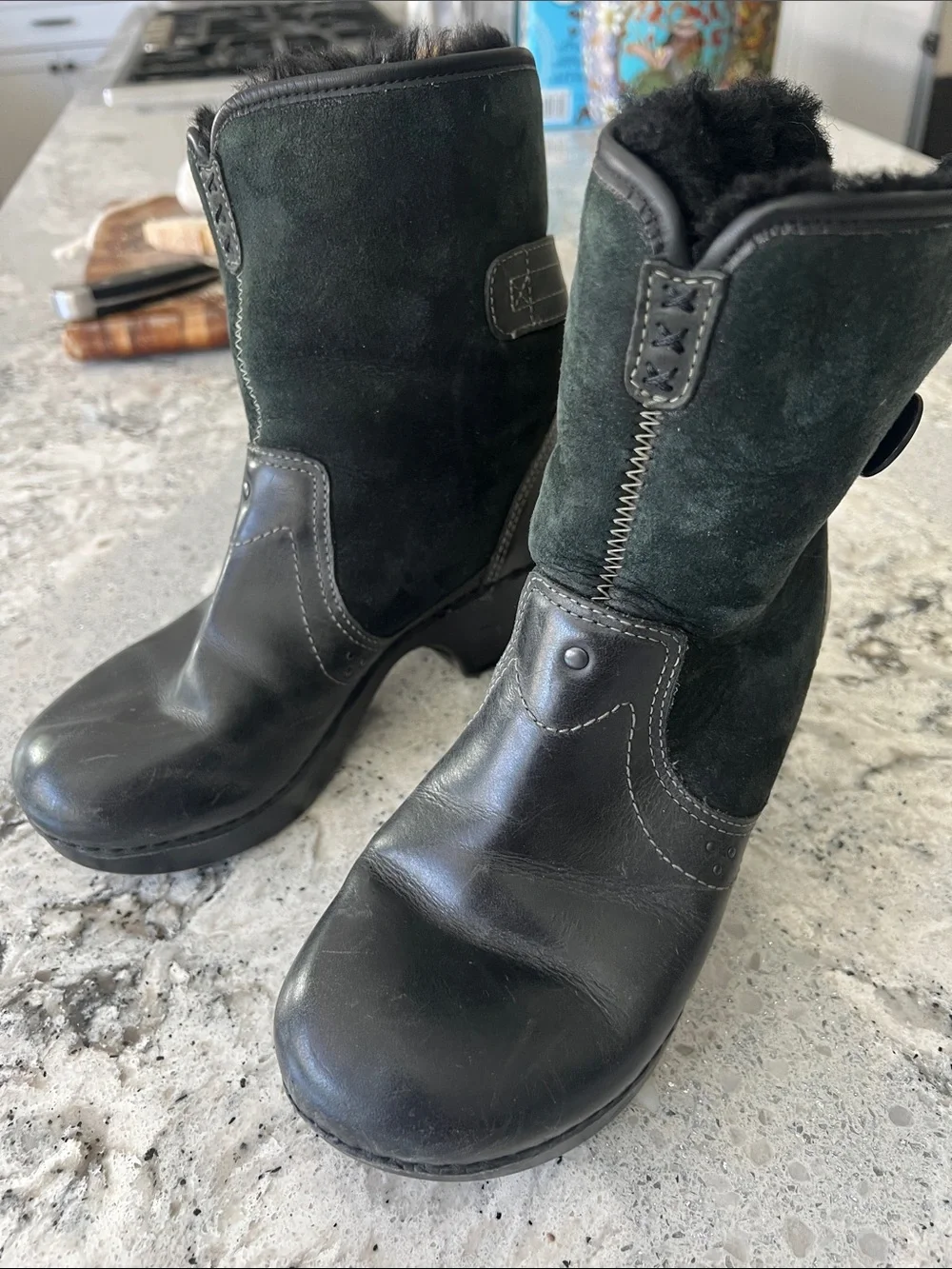 Dansko Harper Black Button Wedge Ankle Boots EU 36 Excellent Condition